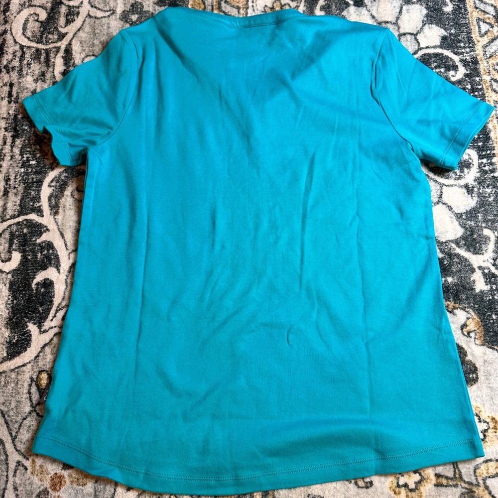 Eddie Bauer Pima V-Neck Tee Turquoise Short Sleeve Women's Small NWT - Picture 5 of 6